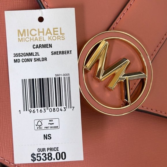 Michael Kors Carmen Medium Monogram Flap Crossbody Convertible Shoulder Bag - Picture 10 of 16